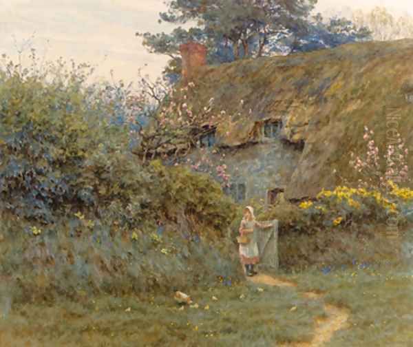 Old Cottage, near Freshwater, Isle of Wight Oil Painting by Helen Mary Elizabeth Allingham