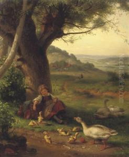 The Disordered Ducklings Oil Painting by Gustav Sus