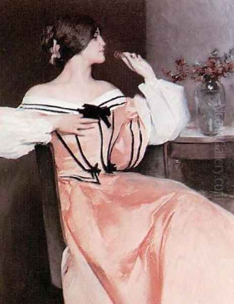 Lady in a Pink Dress Oil Painting by John White Alexander