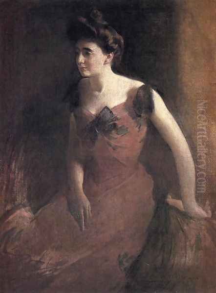 Woman In A Red Dress Oil Painting by John White Alexander