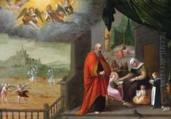 La Sacra Famiglia Come Protettrice Di Una Chiesa Conventuale Oil Painting by Friedrich Sustris