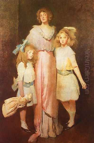 Mrs Daniels With Two Children 1913 Oil Painting by John White Alexander