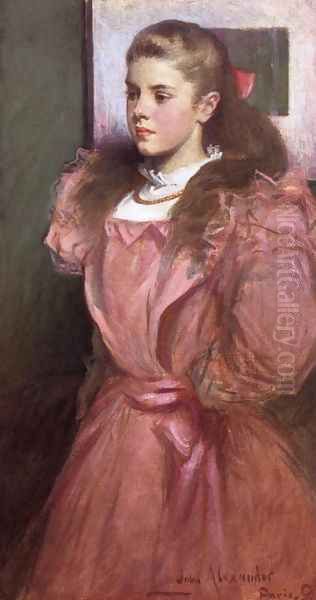 Young Girl in Rose (or Portrait of Eleanora Randolph Sears) Oil Painting by John White Alexander