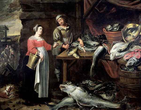 The Fishmonger Oil Painting by Alexander Adriaenssen