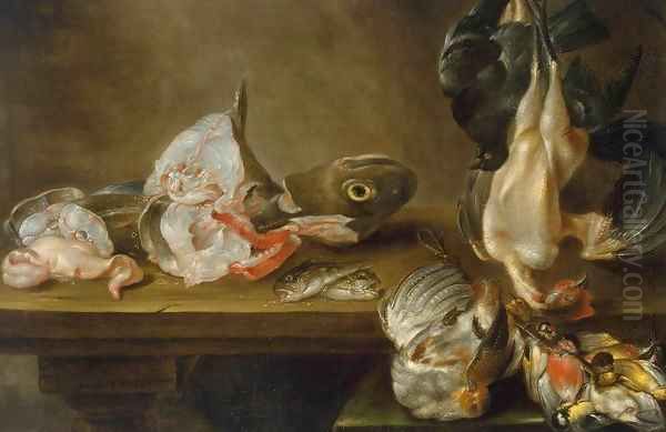 Fish and Dead Game Oil Painting by Alexander Adriaenssen