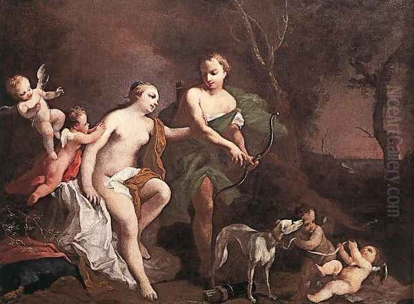 Venus And Adonis 1740 Oil Painting by Jacopo (Giacomo) Amigoni