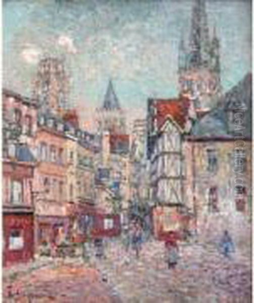 Rouen, Rue De L'epicerie Oil Painting by Leon Suzanne