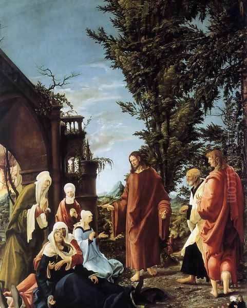 Christ Taking Leave of His Mother 1520 Oil Painting by Albrecht Altdorfer