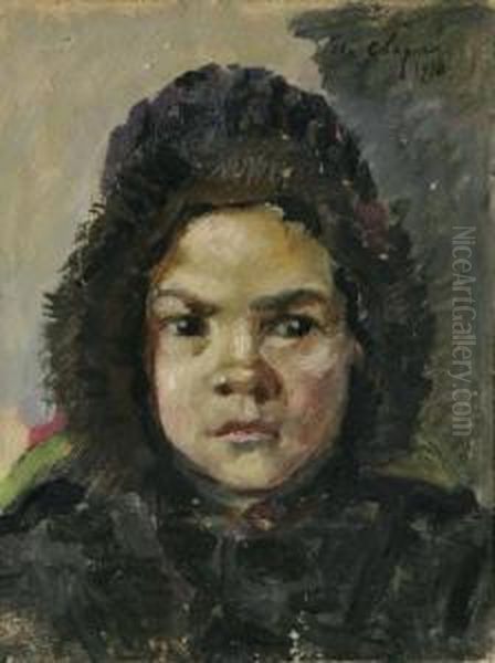 Portrait Of Ayoung Boy Oil Painting by Vasilij S. Svarog