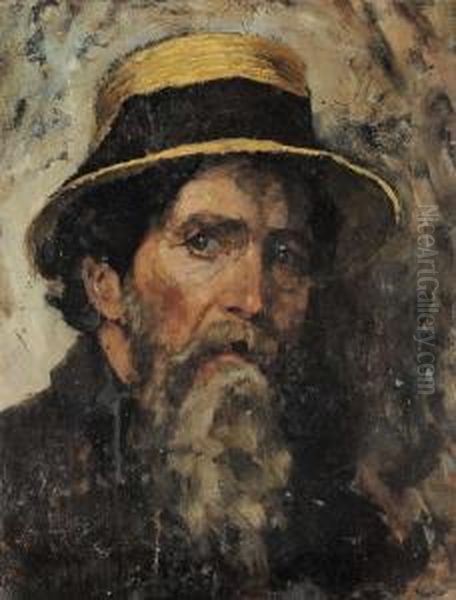 Ritratto Maschile Con Cappello Oil Painting by Pavel Alexandrovich Svedomskij