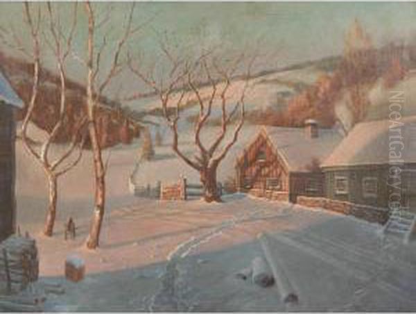 Homestead Oil Painting by Svend Rasmussen Svendsen