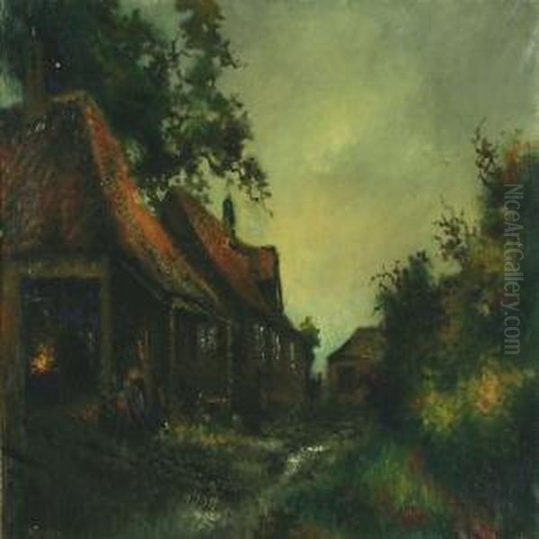 Landscape Withsmithy Oil Painting by Ove Svenson