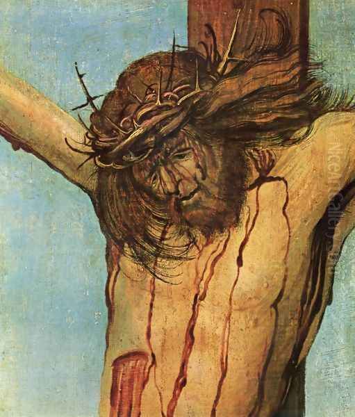 Christ on the Cross between Mary and St John (detail 1) Oil Painting by Albrecht Altdorfer