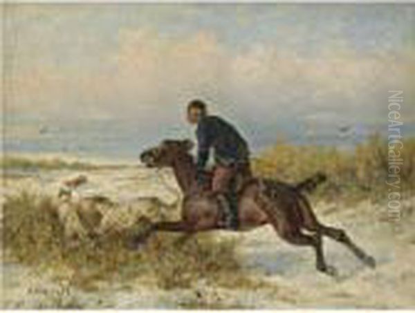 Winter Huntsman Oil Painting by Nikolai Egorovich Sverchkov