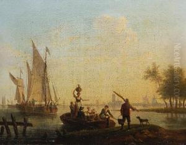 Estuary Scene Oil Painting by Frans Swagers