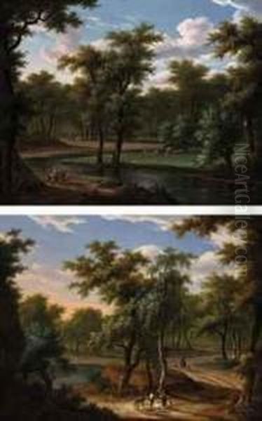 Landscape With Shepherds And Their Flocks Oil Painting by Frans Swagers