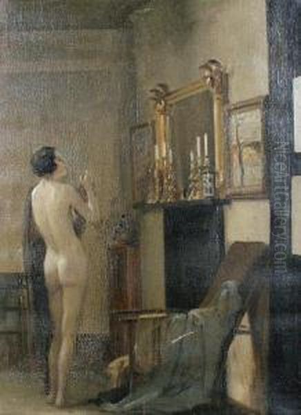 Interior - The Model's Corner Oil Painting by Leopold Lemage Swain