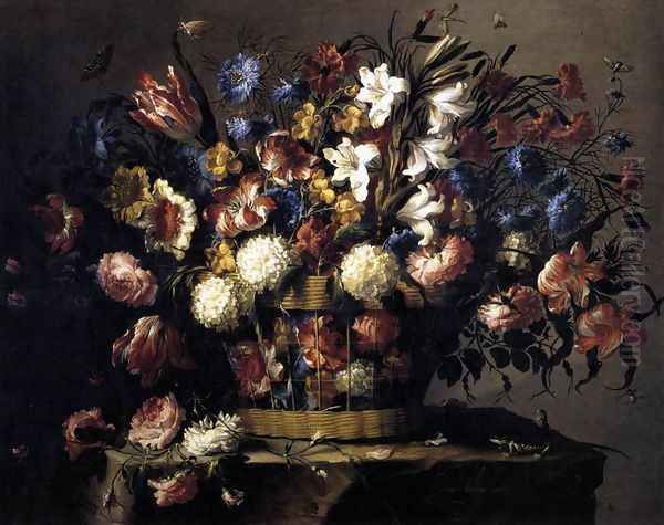 Basket of Flowers 1668-70 Oil Painting by Juan De Arellano