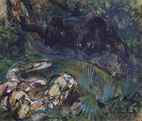 Kar And Baghiera Oil Painting by Cuthbert Edmund Swan