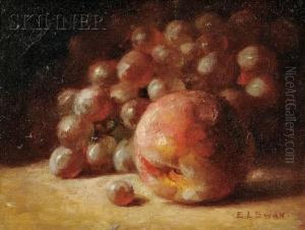 Still Life With Peach And Grapes Oil Painting by Emma Levina Swan