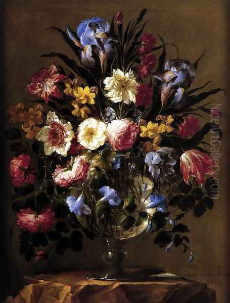 Vase of Flowers 1668 Oil Painting by Juan De Arellano