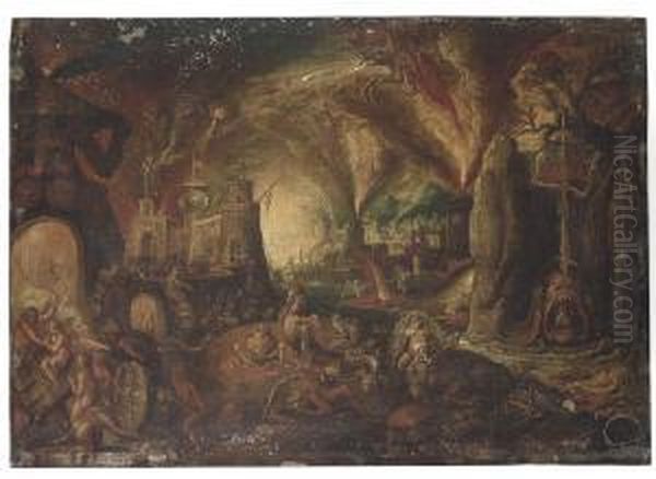 The Harrowing Of Hell Oil Painting by Jakob Isaaksz Swanenburgh