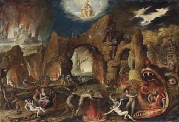 The Harrowing Of Hell Oil Painting by Jakob Isaaksz Swanenburgh