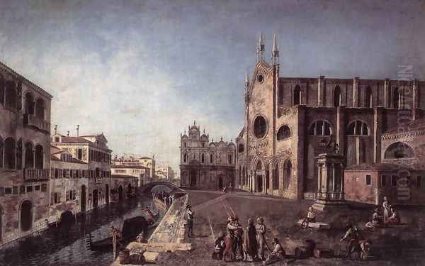 View Of Campo Santi Giovanni E Paolo 1745 Oil Painting by Francesco Albotto