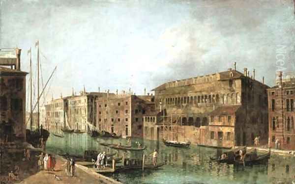 The Grand Canal, Venice, at the Fondaco dei Turchi Oil Painting by Francesco Albotto