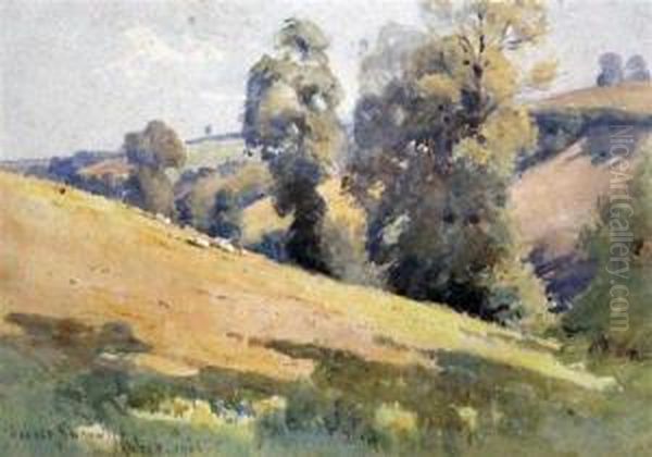 Downland Scene Oil Painting by Harold Swanwick