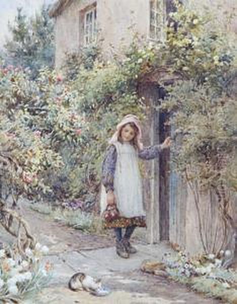 The Cottage Door Oil Painting by Harold Swanwick