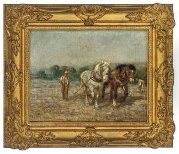 Cleaning The Land Oil Painting by Harold Swanwick