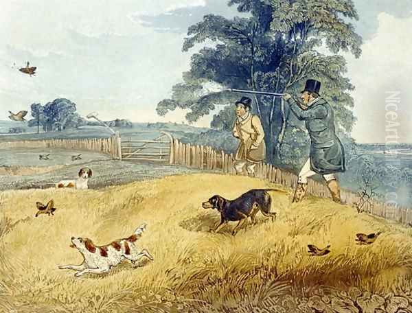 Flushing Birds, plate from 'Partridge Shooting' Oil Painting by Henry Thomas Alken