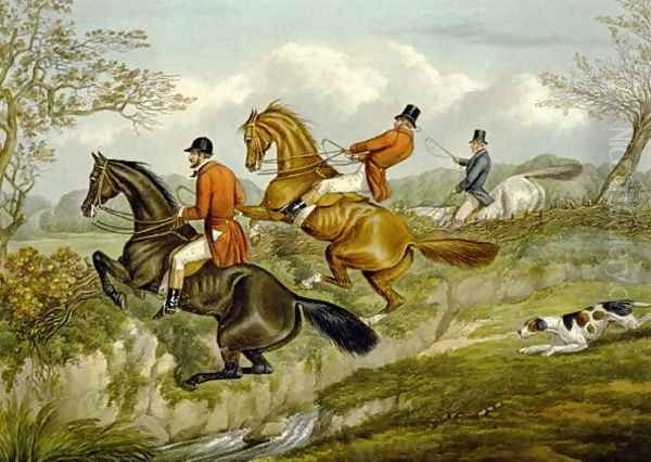 Scrambling Over a Hedge, plate from 'The Right and The Wrong Sort', in Fores Hunting Sketches 1859 Oil Painting by Henry Thomas Alken