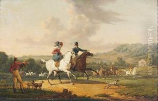 Scene De Chasse A Courre Oil Painting by Edouard Bernard Swebach