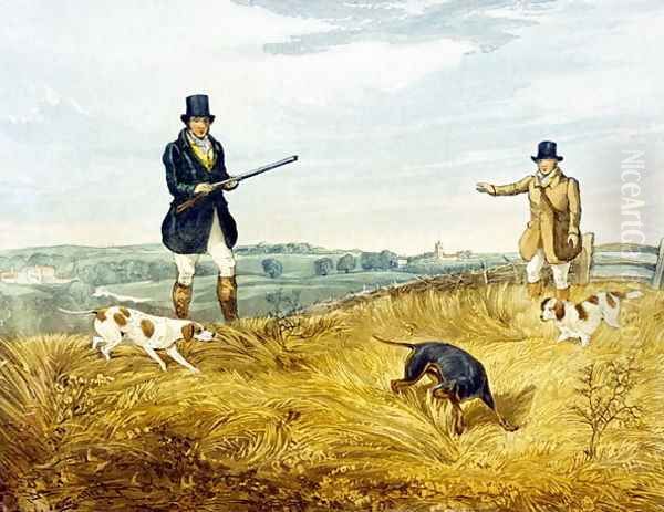 Gun and Loader, plate from 'Partridge Shooting' Oil Painting by Henry Thomas Alken