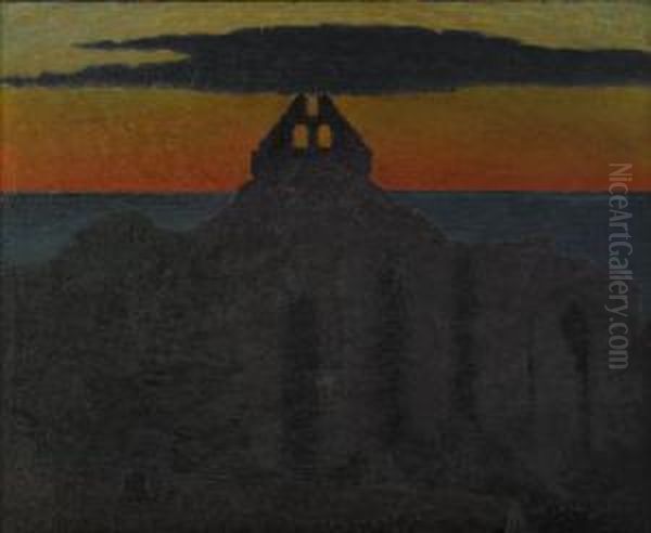 Nicolai Kyrkoruin - Visby Oil Painting by Pelle Swedlund