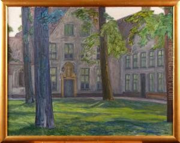 Hus Iparklandskap-brugge Oil Painting by Pelle Swedlund