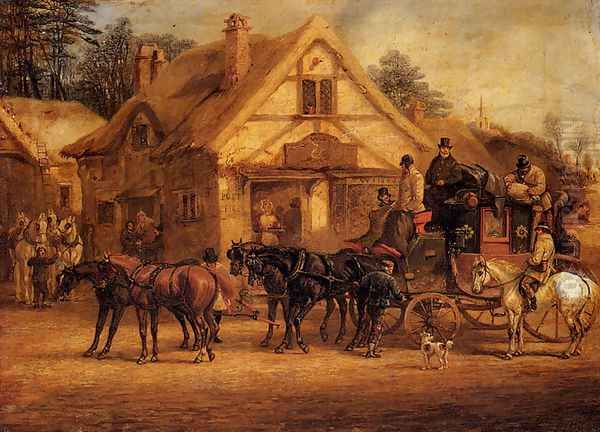 A Halted Coach Oil Painting by Henry Thomas Alken