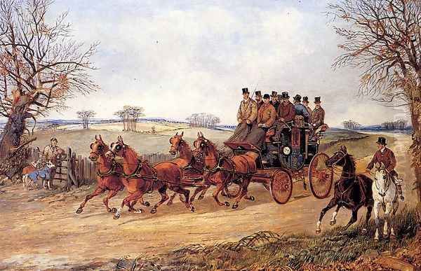 A Coach and Four on an Autumn Road Oil Painting by Henry Thomas Alken