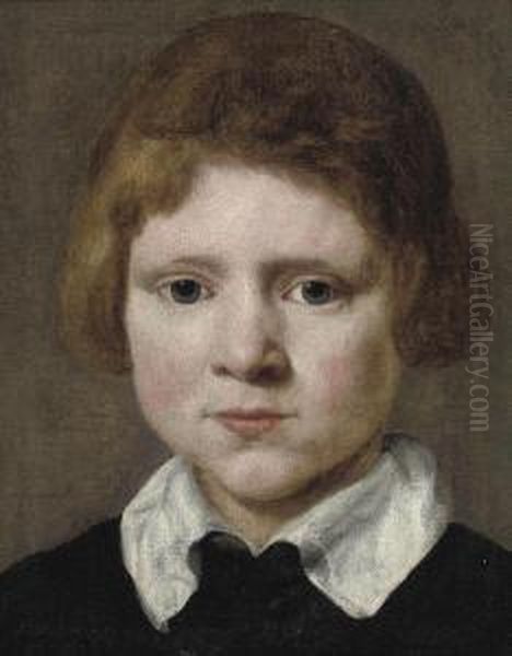 Portrait Of A Young Boy, Bust-length, In Black Oil Painting by Michiel Sweerts