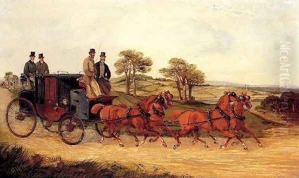 Mail Coaches on an Open Road Oil Painting by Henry Thomas Alken