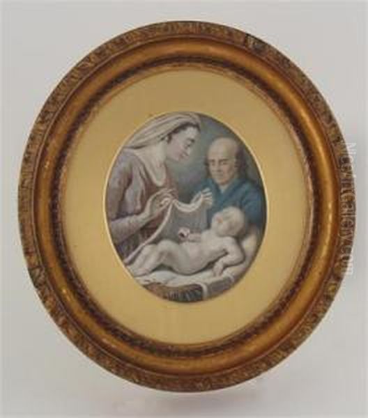 Virgin And Child With St Joseph Oil Painting by Johannes Swertner