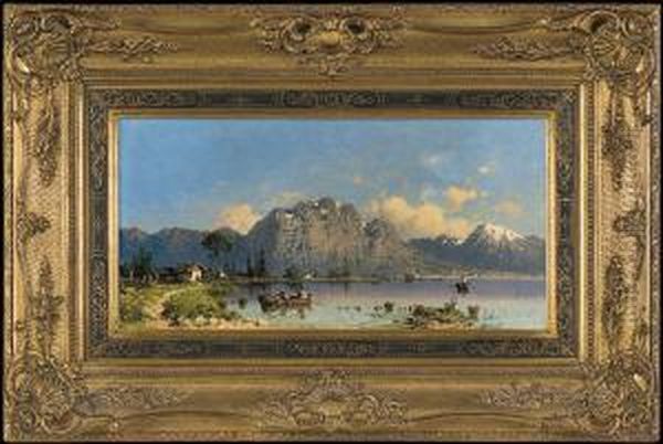 At Alpian Lake Oil Painting by Aleksander Swieszewski