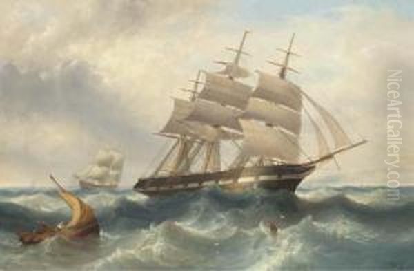 The Amoor Running Under Reduced Sail In The Channel Off Dover Oil Painting by John Warkup Swift