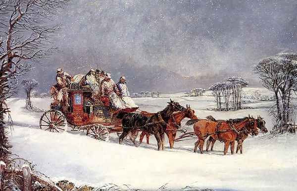 The York to London Royal Mail on the Open Road in Winter Oil Painting by Henry Thomas Alken