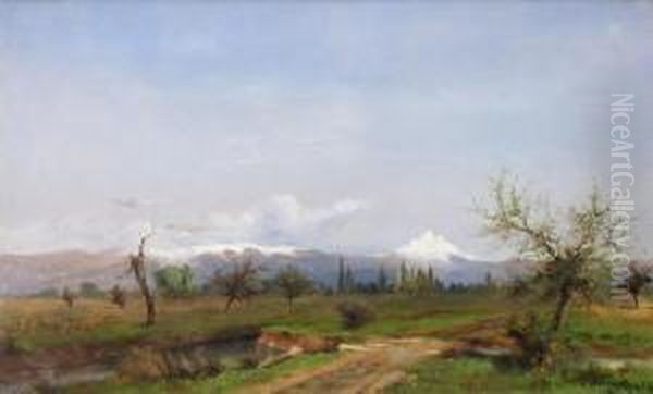 Landschaft Inzentralchile Mit Dem Berg Longavi Oil Painting by Enrique Swinburn Kirk