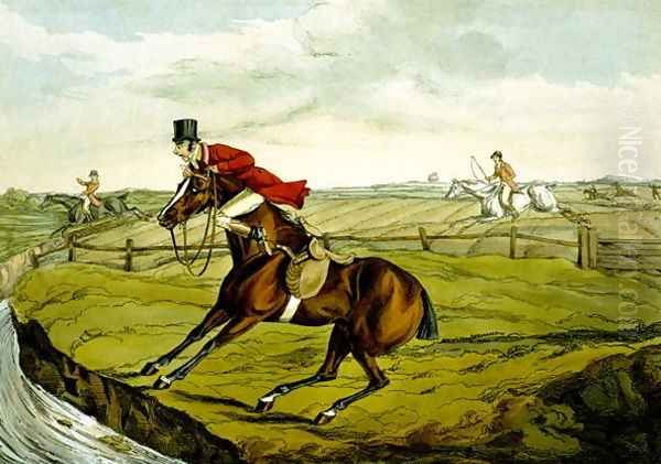 Stopping at Water, from 'Qualified Horses and Unqualified Riders', 1815 Oil Painting by Henry Thomas Alken