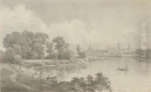 Dresden From Across The Elbe Oil Painting by Henry Swinburne