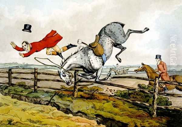 Taking a Tumble, from 'Qualified Horses and Unqualified Riders', 1815 Oil Painting by Henry Thomas Alken